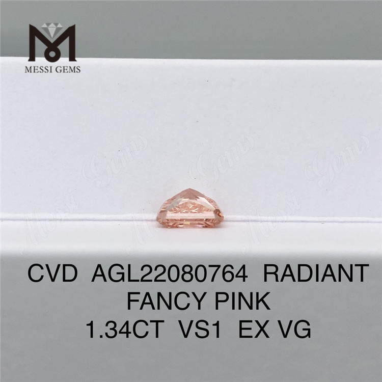 1.34CT RADIANT Cut FANCY PINK VS1 EX VG CVD laboratoriediamant AGL22080764 