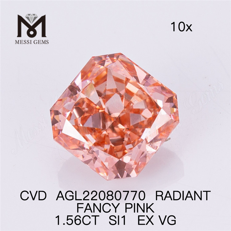 1.56CT FANCY SI1 EX VG CVD RADIANT cut syntetisk pink diamant AGL22080770 