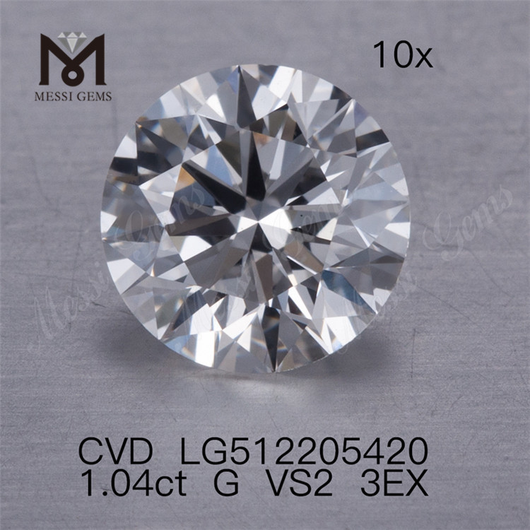 1.04ct G bedst sælgende løs cvd lab diamant vs 3EX rund lab diamant fabrikspris