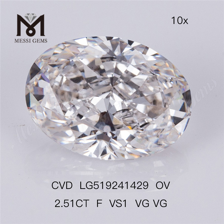 2.51CT F VS1 VG VG laboratoriedyrket diamant CVD OVAL laboratoriediamant 
