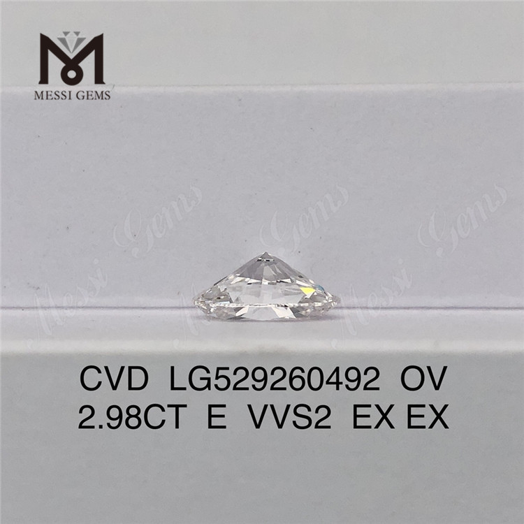 2.98ct E farve cvd diamant oval vvs løse laboratoriedyrkede diamanter IGI