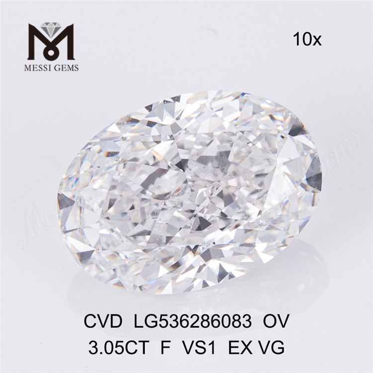 3.05ct billig løs laboratoriediamant F-farve VS OVAL løse menneskeskabte diamanter