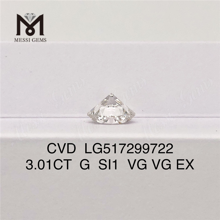 fabrikspris 3.01ct G SI1 rund form løs syntetisk laboratoriedyrket diamant