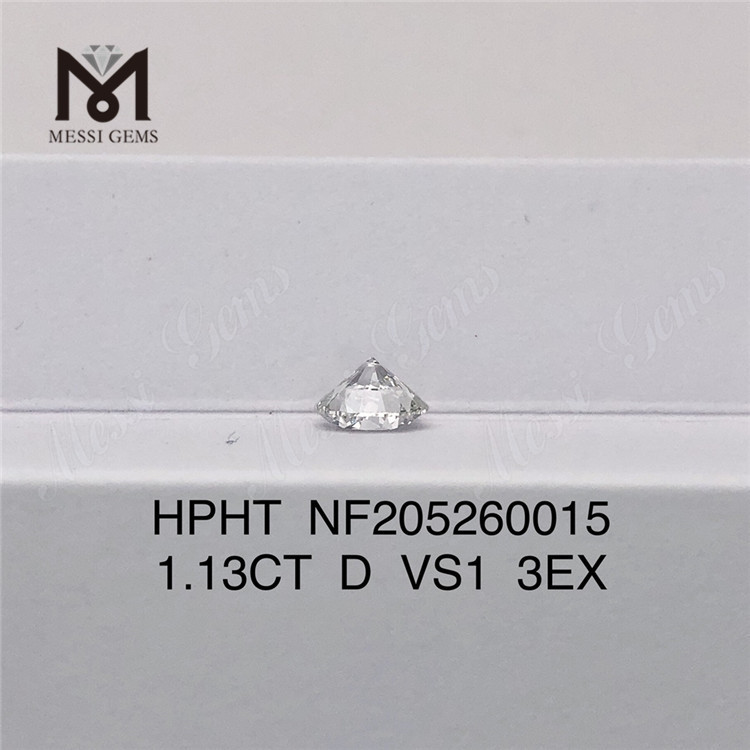1.13ct D VS1 løs syntetisk rund brillantslebet HPHT 3EX Lab dyrket diamant til ring
