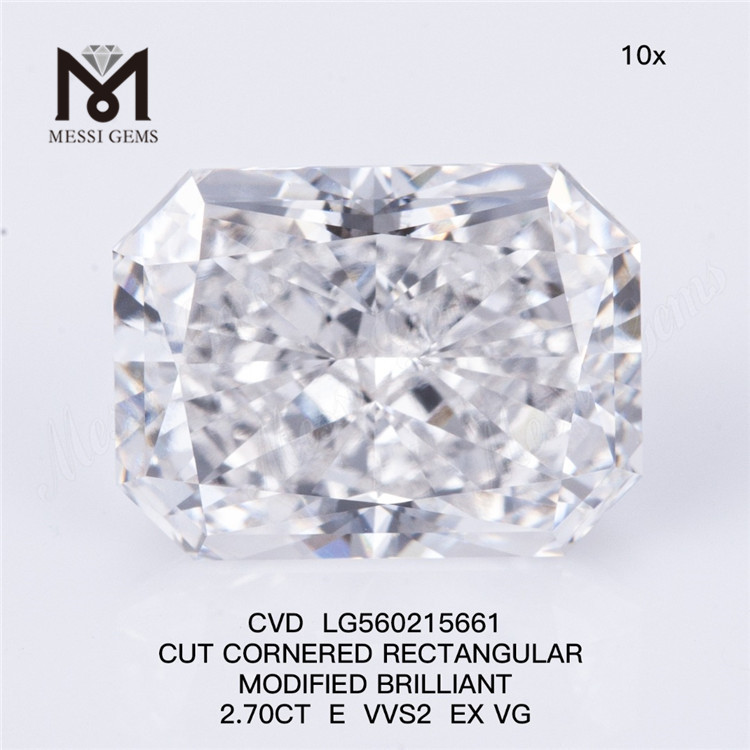2.70CT E RECTANGULAR cut VVS2 EX VG 2 karat laboratoriedyrkede diamanter CVD LG560215661