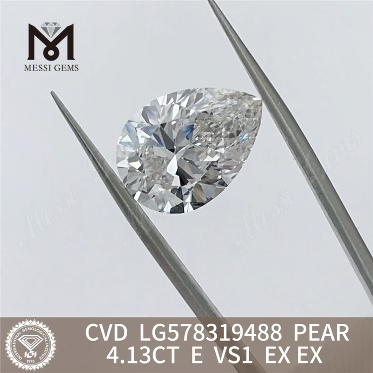 4.13CT E VS1 EX EX løse laboratoriedyrkede diamanter CVD LG578319488 PEAR til salg
