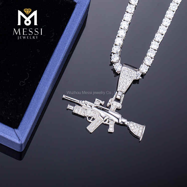 HipHop Luksusgaver Smykker Custom Cross Shaped 18K Guld Mænd Pendant Iced Out Moissanite Chain Halskæde