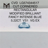 5.22CT RECTANGULAR FANCY INTENSE BLUE VS1 VG EX lab lavet blå diamanter CVD LG574344517