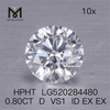 Rund brillantslebet 0,8ct D VS1 ID EX EX HPHT laboratoriedyrket diamant Fabrikspris
