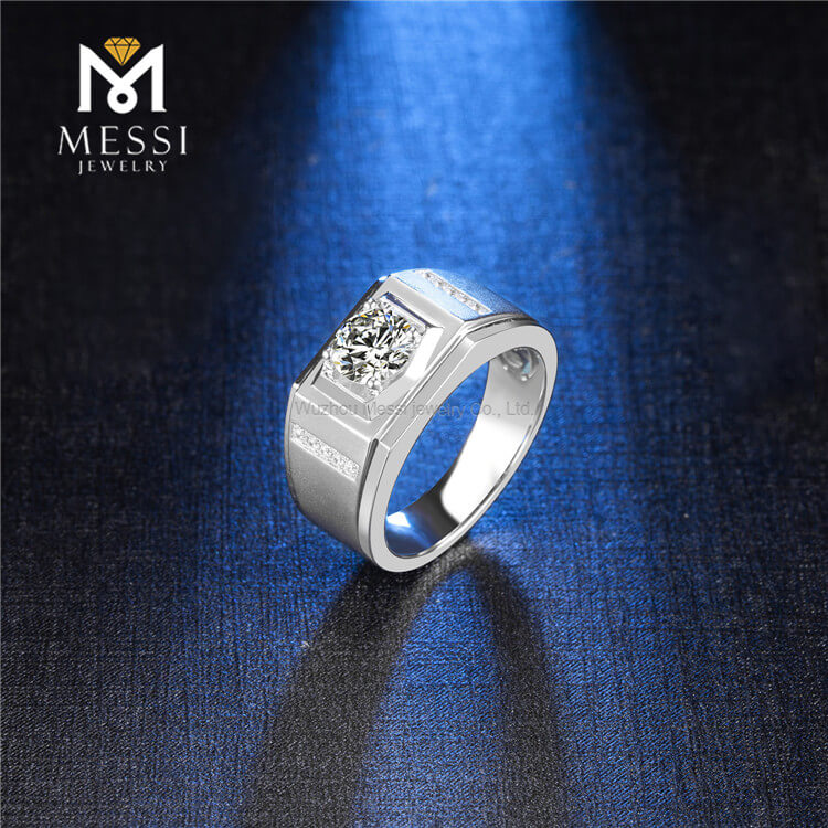 Kvalitet 925 Sterling sølv smykker mænd ringe Moissanite ædelsten Ring