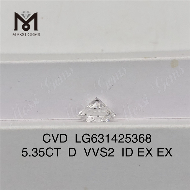 5.35CT D VVS2 ID runde CVD laboratoriedyrkede diamanter LG631425368丨Messigems 