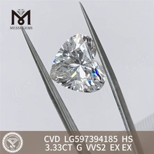 3.33CT G VVS2 EX EX HS 3kt laboratoriedyrket cvd diamant LG597394185丨Messigems 