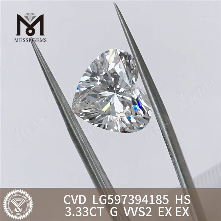 3.33CT G VVS2 EX EX HS 3kt laboratoriedyrket cvd diamant LG597394185丨Messigems 