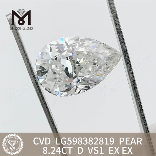 8.24CT D VS1 PEAR CVD laboratoriefabrikerede diamanter Engrospris丨Messigems LG598382819