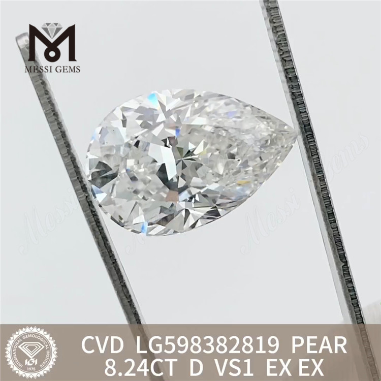 8.24CT D VS1 PEAR CVD laboratoriefabrikerede diamanter Engrospris丨Messigems LG598382819