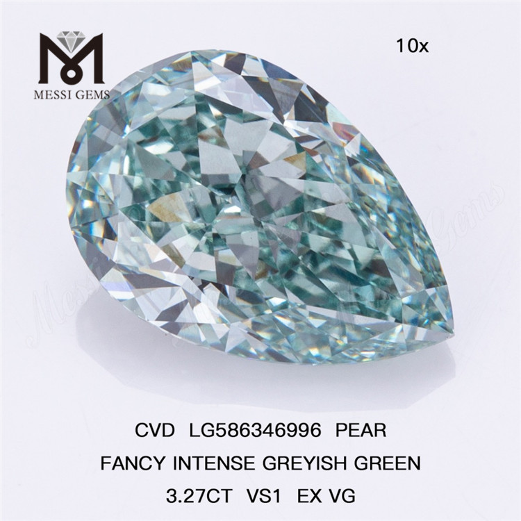 3.27CT VS1 EX VG FANCY INTENSE GREYish GREEN ps diamanter cvd green CVD LG586346996 