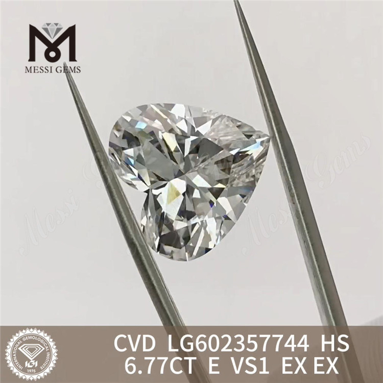 6.77CT E VS1 EX EX 6ct cvd løs diamant hjerteform LG602357744丨Messigems