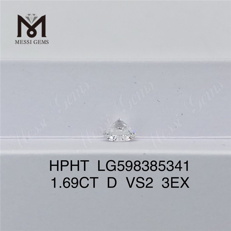 1.69CT D VS2 3EX hpht runde laboratoriedyrkede diamanter Engros Excellence LG598385341丨Messigems