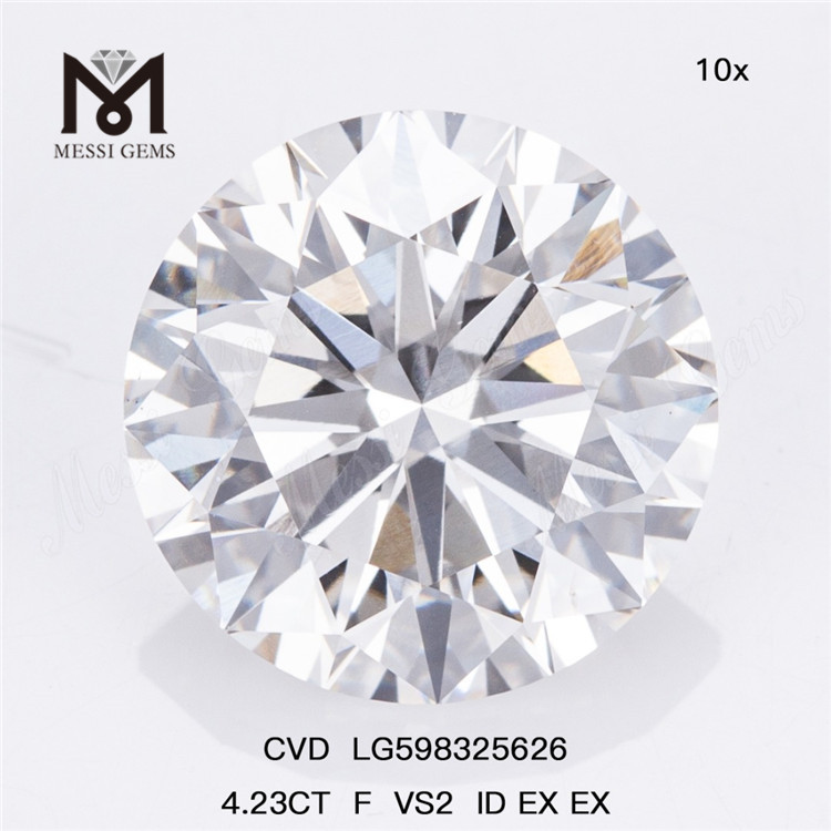 4.23CT F VS2 ID EX EX Din kilde til bulk laboratoriefremstillede diamanter CVD LG598325626丨Messigems