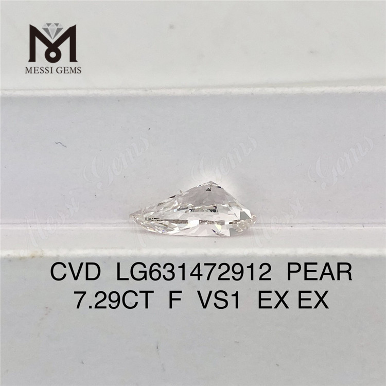 7.29CT F Pære laboratoriedyrket diamant VS1 EX EX CVD LG631472912丨Messigems