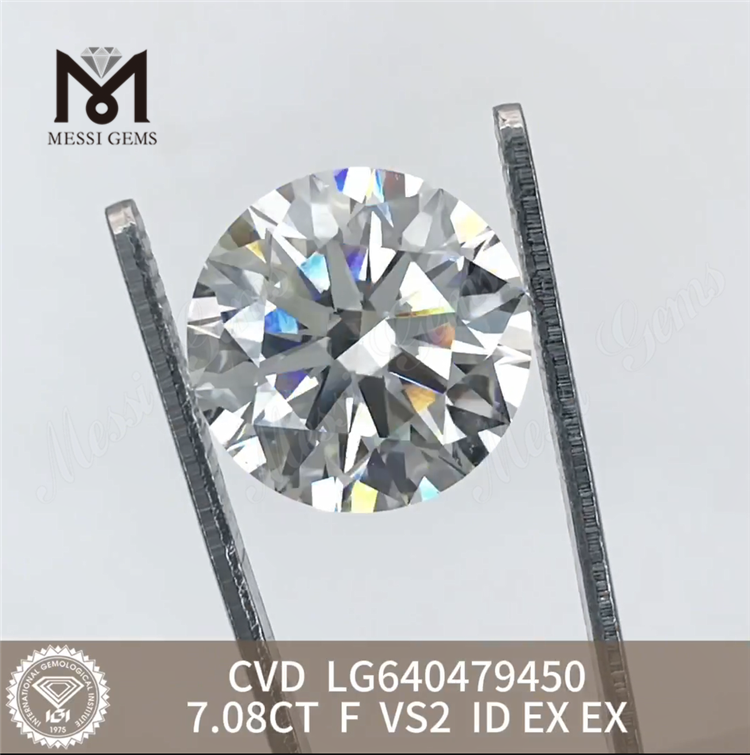 7.08CT F VS2 ID store laboratorieskabte diamanter CVD LG640479450丨Messigems 