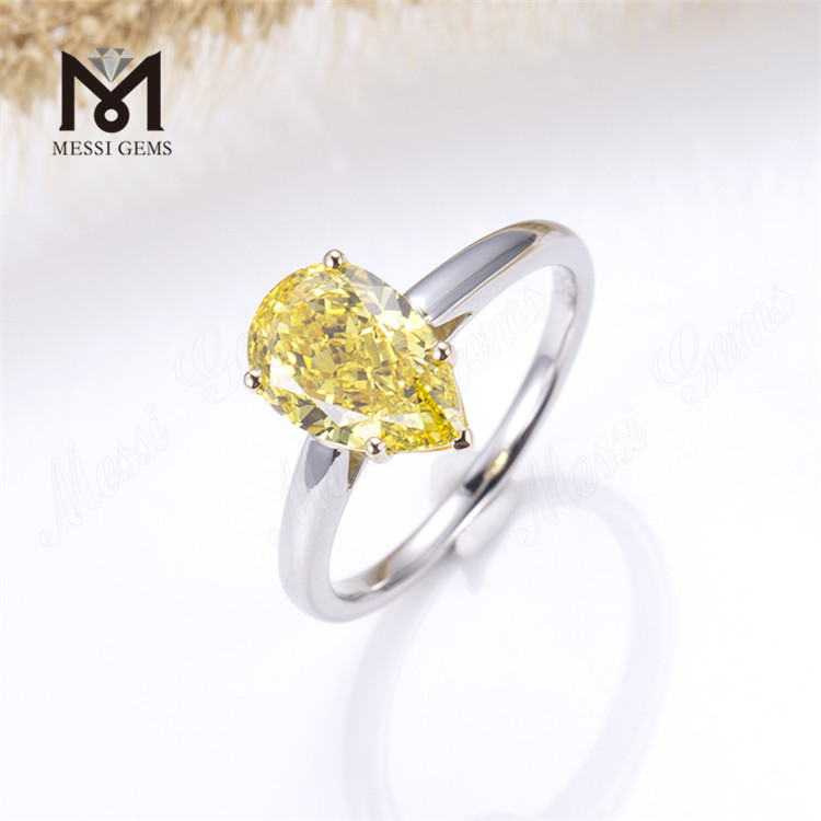 3 karat Solitaire Elegance Lab dyrket diamant gul pære diamantring