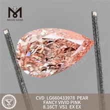 8.16ct fancy levende lyserød vs1 cvd pære lavet ikke udvindede diamanter LG660433978 