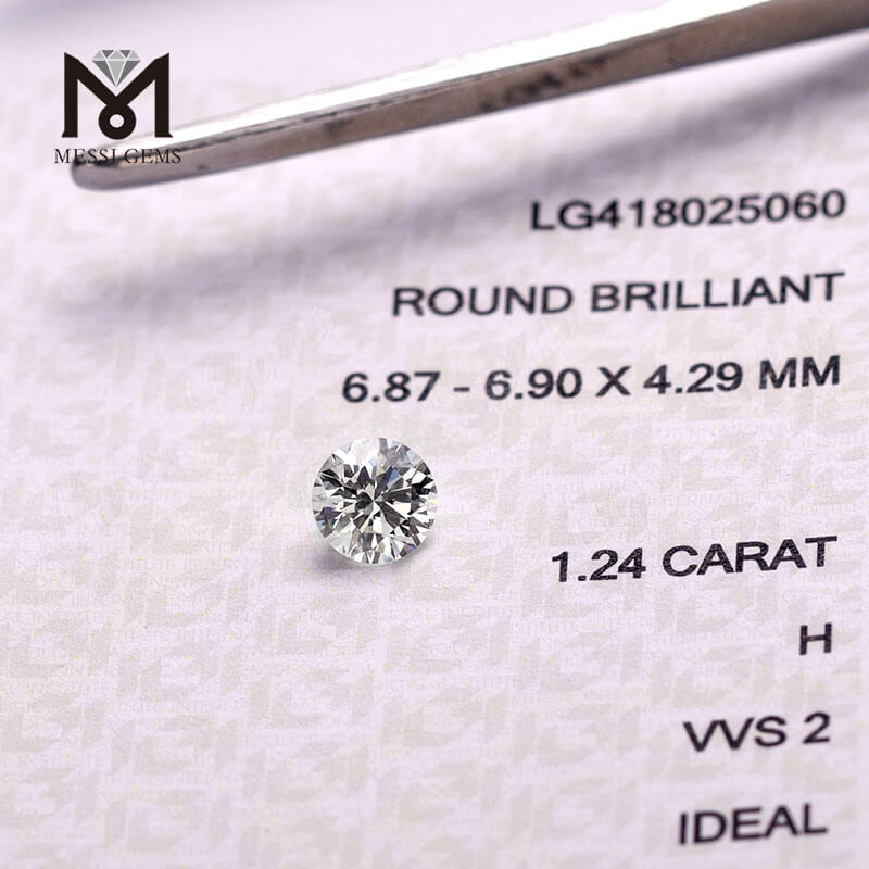 engrospris1,24 karat H VVS2 IDEAL hvid syntetisk laboratoriedyrket løs CVD diamant 