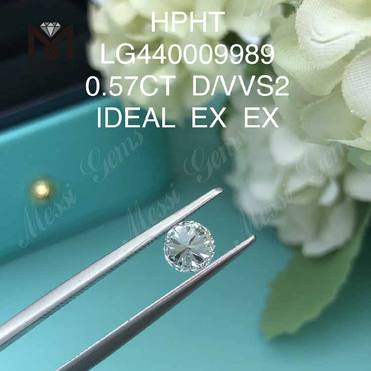 0.57CT D/VVS2 rund laboratoriedyrket diamant IDEAL HPHT diamant engros