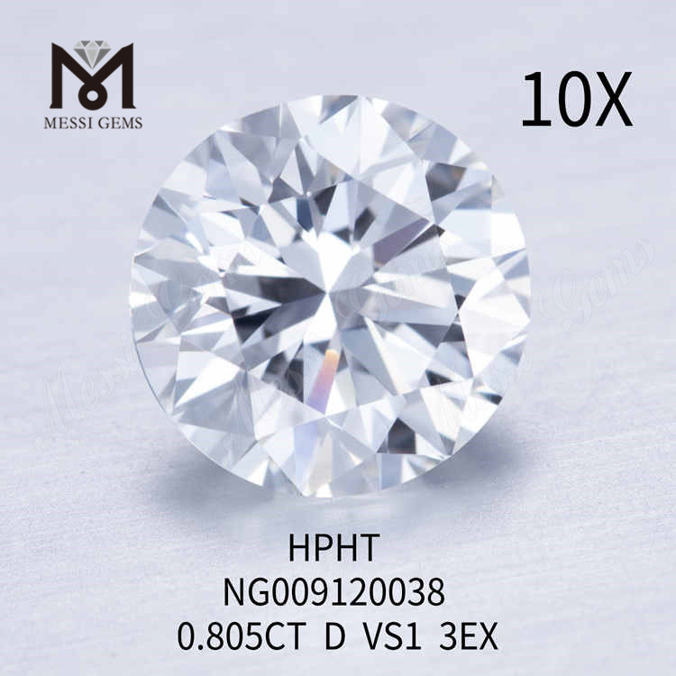 0.805CT D VS1 hvid rund lab diamant 3EX