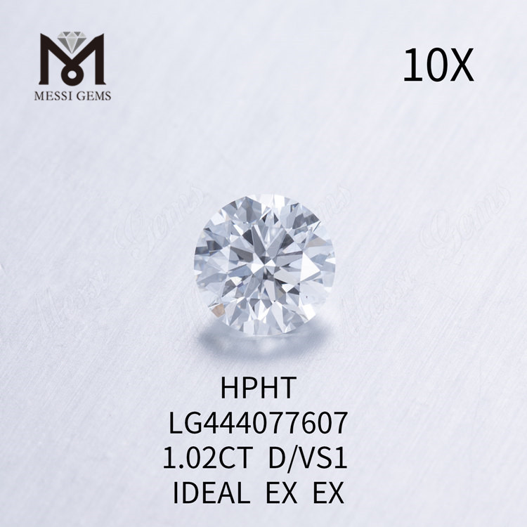 1,02 karat D VS1 runde BRILLIANT IDEAL Cut Grade nye menneskeskabte diamanter