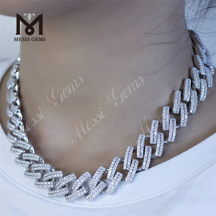 12 mm 16 mm bredde 16 tommer til 24 tommer længde 925 sølv moissanite halskæde link hot cubanske kæde