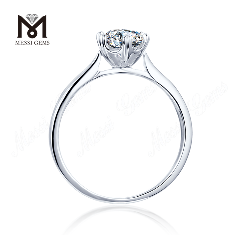 Messi Gems 1 karat moissanite forlovelsesring 925 sterling sølv ringe til kvinder
