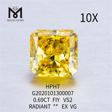 0,69 ct FIY laboratoriedyrket diamant VS1 Radiant cut