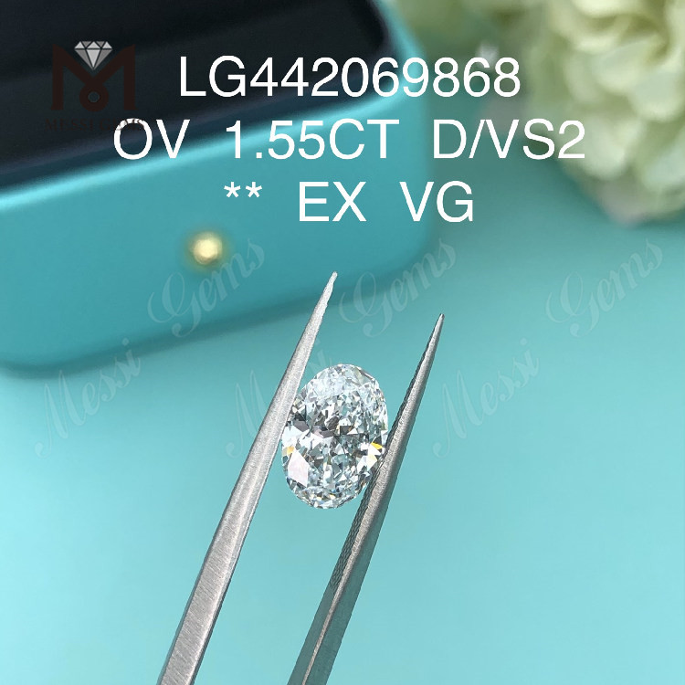1,55 karat OVAL BRILLIANT D laboratoriedyrket diamant 1,5 karat