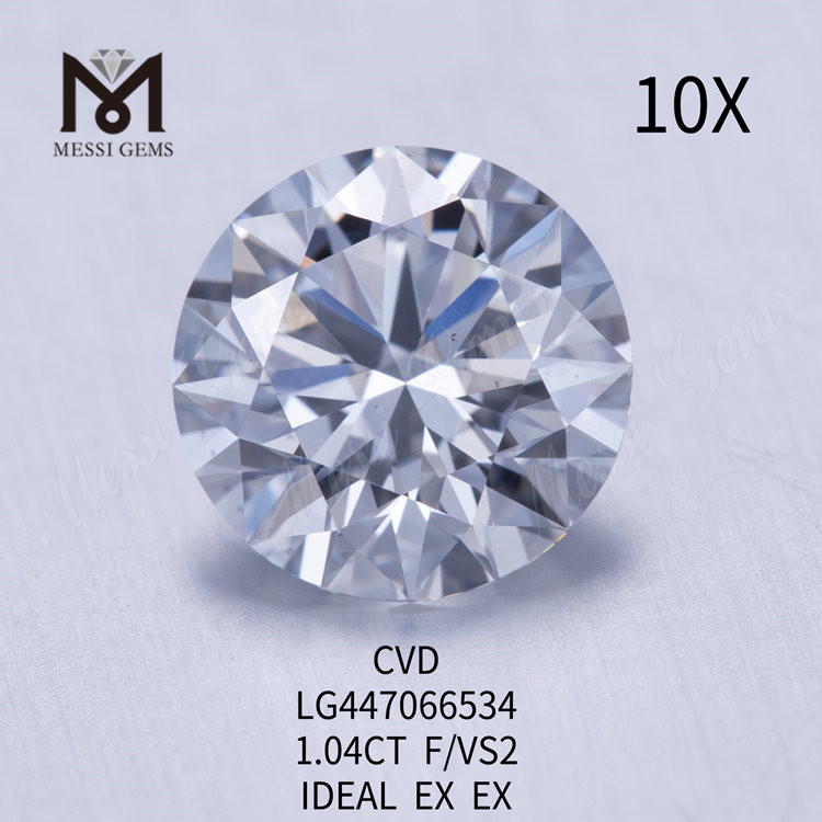 1,04 karat F VS2 Rund BRILLIANT IDEAL Slebne kunstigt fremstillede diamanter