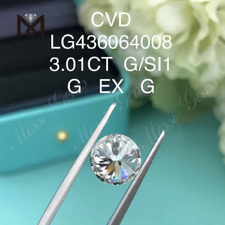 3.01CT G/SI1 rund laboratoriedyrket diamant G EX G