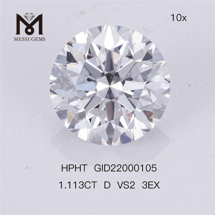 1.113ct HPHT Diamond D VS2 3EX Pris pr. karat syntetisk diamant