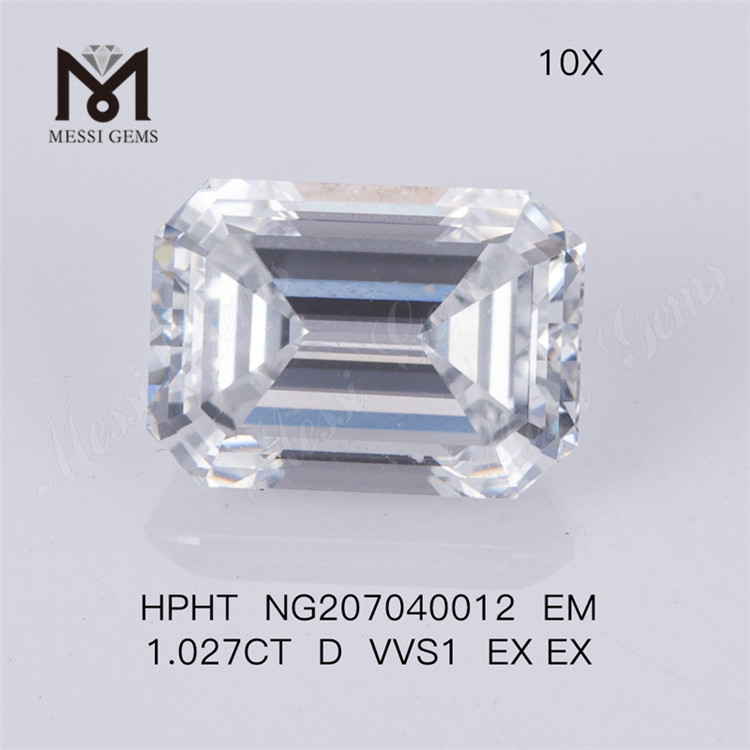 Emerald cut 1.027CT D VVS1 EX EX syntetisk diamant