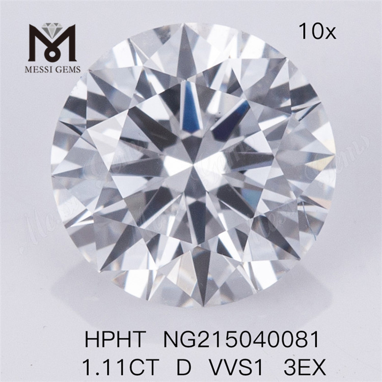 Løse 1.11CT runde menneskeskabte diamanter D VVS1 3EX HPHT Lab diamanter