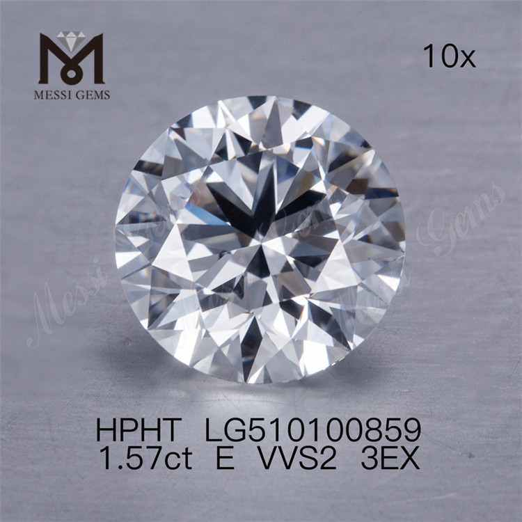 1.57ct E vvs rund hpht lab diamant 3EX lab diamant til salg