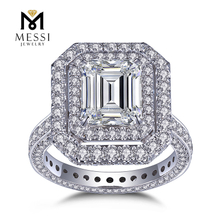 Emerald cut 3Ct diamanter Cocktailring 14K 18K hvidguld HPHT Lab Diamond Halo Ring