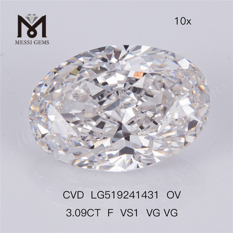 3.09ct F VS1 VG VG OVAL CVD IGI Certifikat diamantlaboratorium