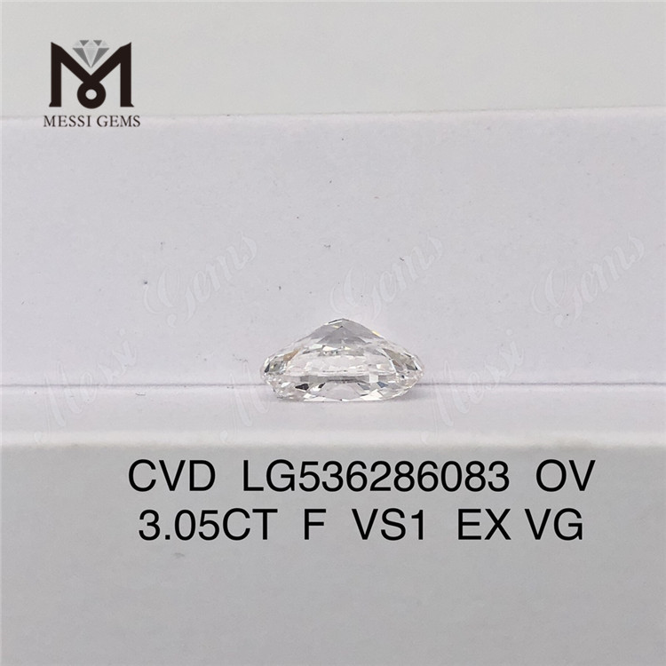 3.05ct billig løs laboratoriediamant F-farve VS OVAL løse menneskeskabte diamanter
