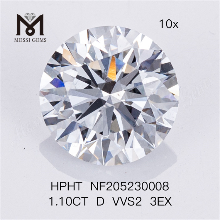 Engros 1.10ct D VVS2 rund brilliantslebet HPHT 3EX syntetisk laboratoriedyrket diamant