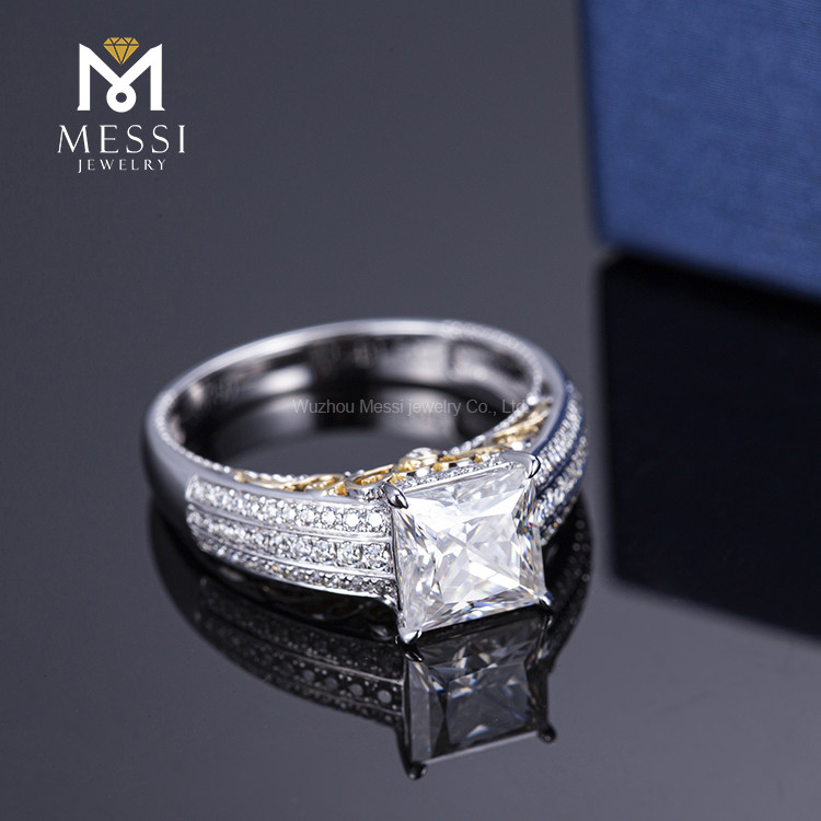 Bedst sælgende klassikere Design 4 grene indstilling Ring 18K hvidguld moissanite smykker Damegave