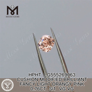 0.76CT PUDE SKIPT FANCY LYS ORANGY PINK SI1 VG VG laboratoriedyrket diamant HPHT LG555269063