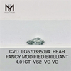 4.01CT PEAR FANCY INTENSE GREYish GREEN VS2 VG VG laboratoriedyrket diamant CVD LG570335094