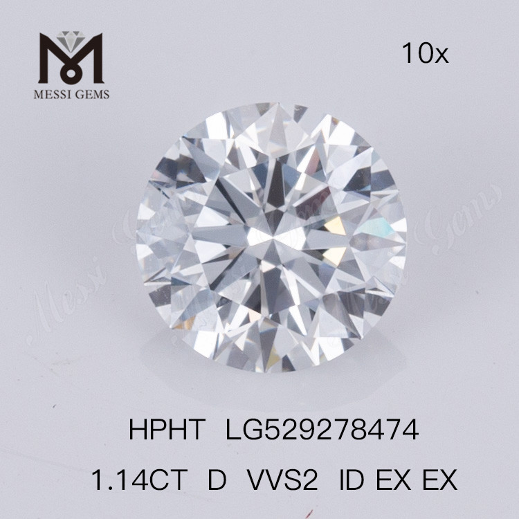 1.14ct D VVS2 ID EX EX Runde kunstige diamanter af bedste kvalitet