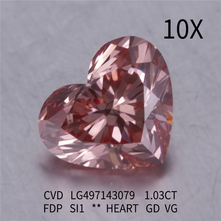 1.03CT FANCY DEEP PINK SI1 HEART GD VG laboratoriediamant CVD LG497143079